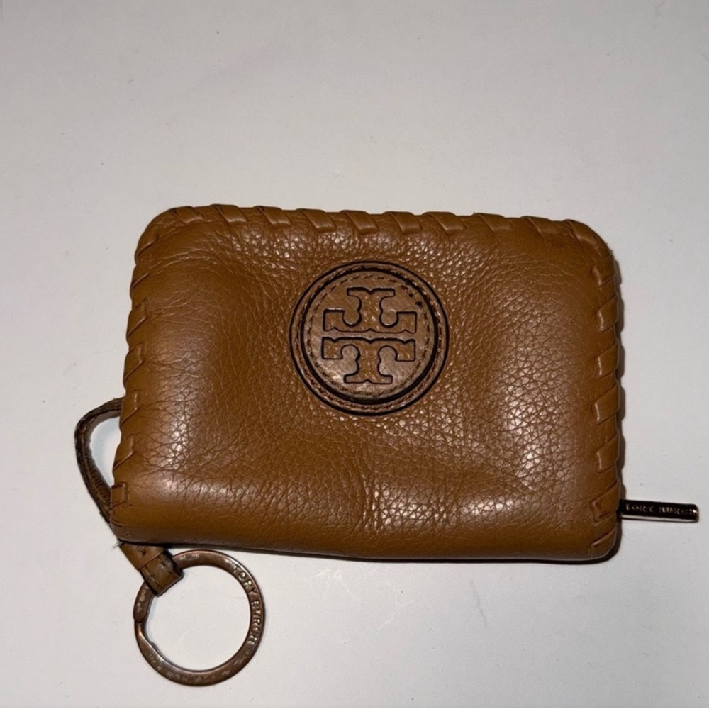 Tory Burch Brown Leather Keychain Wallet